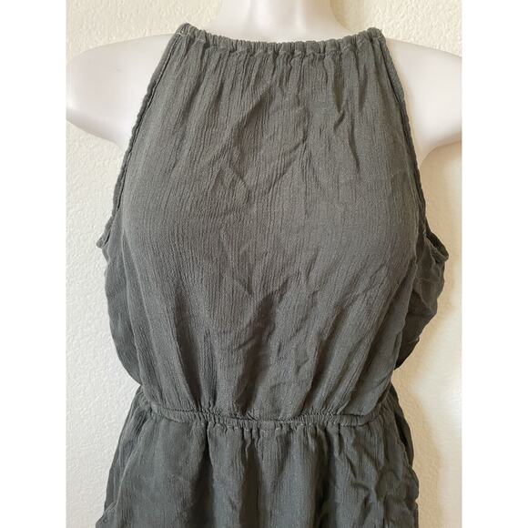 H&M Olive Green Square Neck Halter Sleeveless Open Back Women's Romper Size 6 - Picture 2 of 7